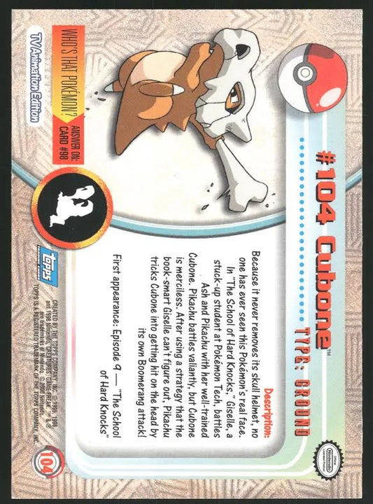 Cubone [Foil] 104 Pokemon 2000 Topps TV